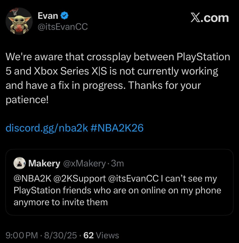 NBA 2k26 crossplay and facescan not working issue
